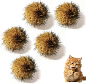 【SummerVibes】5PCS Cat Toy Faux Rabbit Fur Ball, Soft Fluffy Rabbit Fur Catnip Ball Cat Toys for Indoor Cats, Washable & Fun to Chase for Interactive Bonding