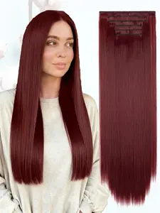 KAIRIYA 24 Inch 6-Piece Clip-In Extension Set - Long Straight Synthetic Hair for Women, Perfect for Holiday Parties & Easy Styling