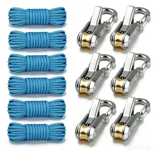 6-Piece Rope Set with Wheel Tensioner Easy and Safe Binding Adjustable Buckle Rope with Accessories Ideal for Camping Boating Home Storage Outdoor Use tiktokshopspringglowup