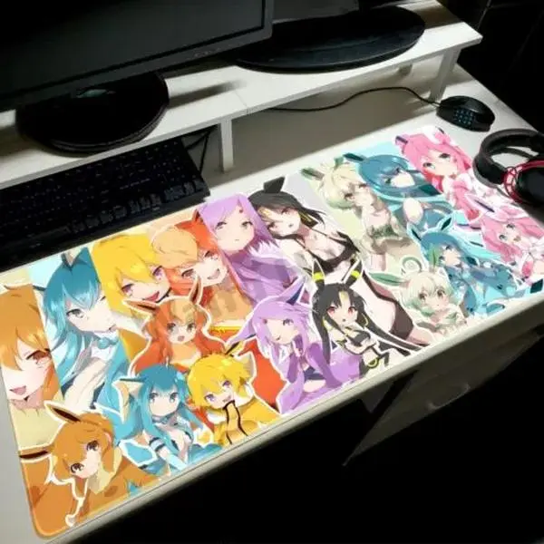 Eevee Eeveelutions Anime Girls Waifus Giant Gaming Mousepad Work Desk Playmat, Home Decor, Anime Desk Mat – Smooth, Non-Slip, Vibrant Design for Work & Gaming