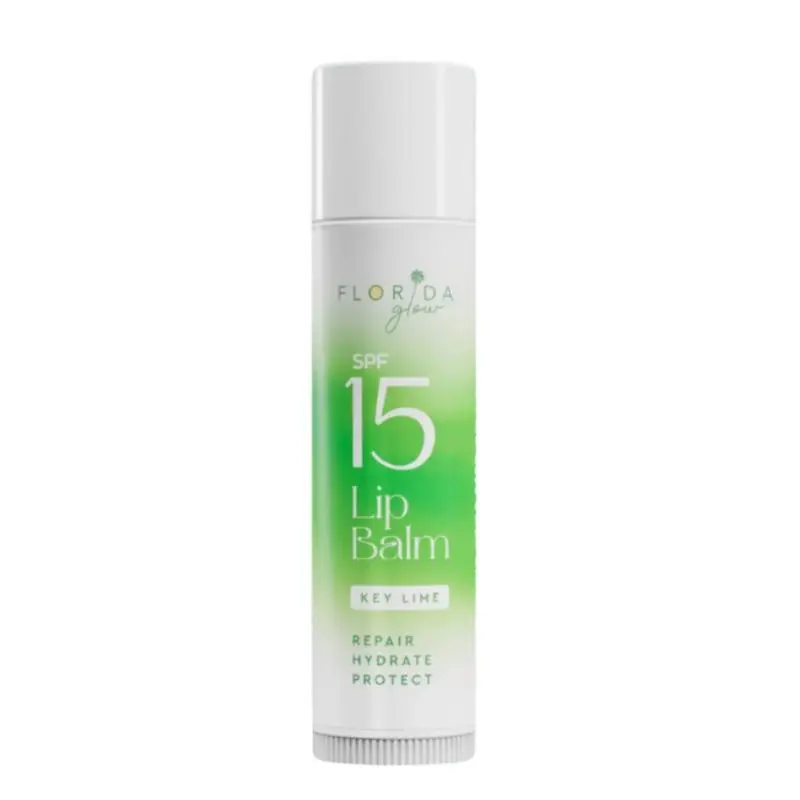 Florida Glow SPF15 Key Lime Lip Balm with Beeswax Coconut Oil & Vitamin E Hydrating Moisturizing Oxybenzone Free Lip Sunscreen for Men Women Kids Aloe Vera Nourishing Olive Organic Repairing Moisturizer