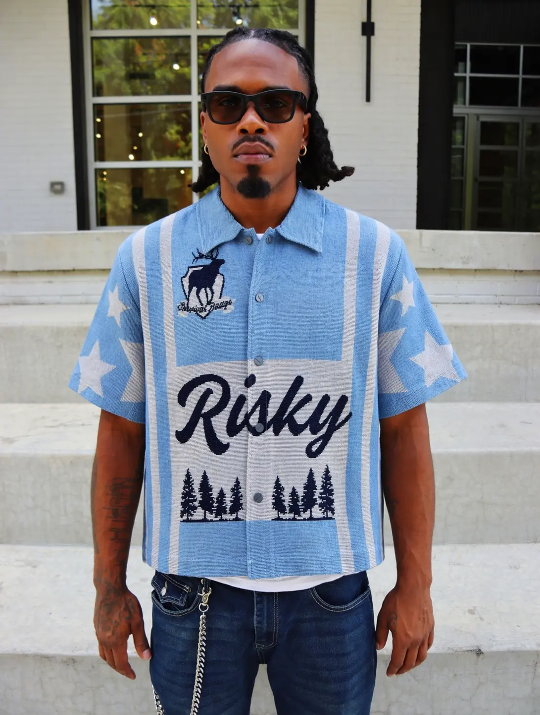 Handmade Baby Blue Boy Scouts of America Button Up Shirt