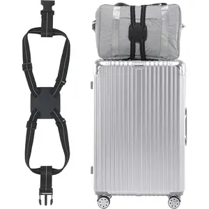 Luggage Straps for Suitcases, Luggage Bungee Straps for Attaching Bags,  Essentials for Suitcases Add a Bag (Black)