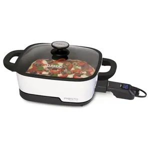 Presto 07118 Precise Tuxedo 12" Electric Skillet, Nonstick Multi-Cooker w/ Lid