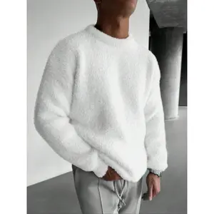 Korean Style Autumn Winter School Uniform, Round Neck Fuzzy Sweater for Men and Women, Casual Long Sleeve Knit Top, Fashionable and Versatile