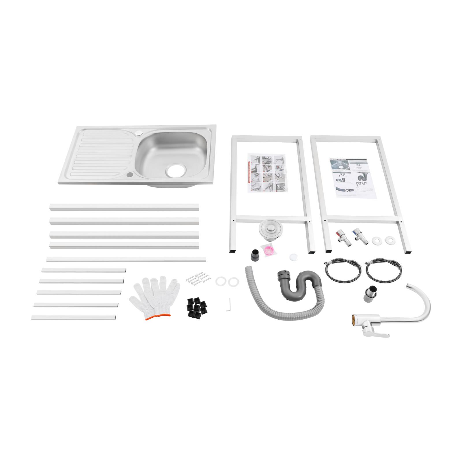 Freestanding Single Bowl Stainless Steel Sink with 360° Swivel Faucet & Bottom Storage Shelf, 13.7x12.2x5.12 Inch Large Basin, 66 lbs Load Capacity, for Kitchen Laundry Room Bar Outdoor Food Truck