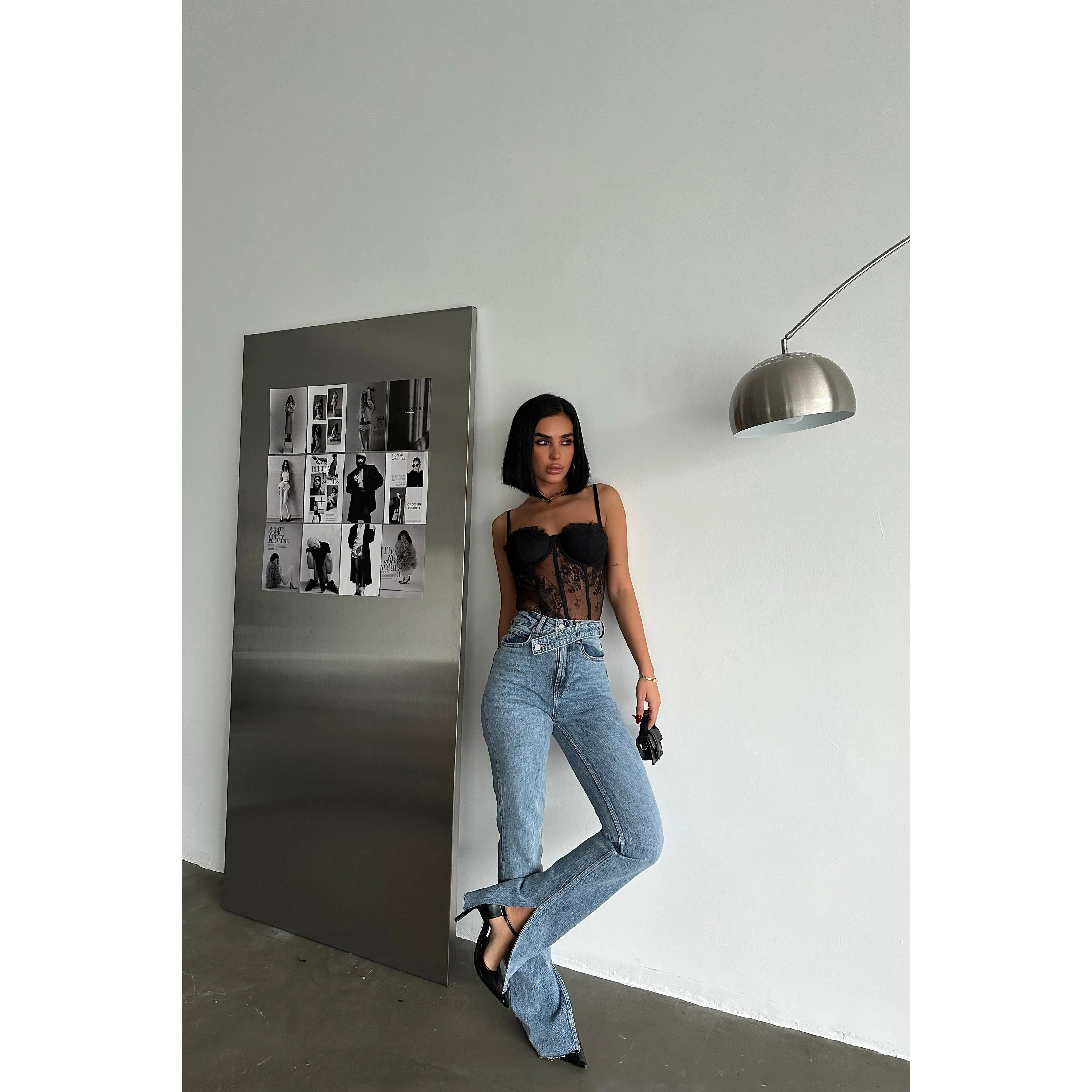 Cross Belt Jeans Blue Tint
