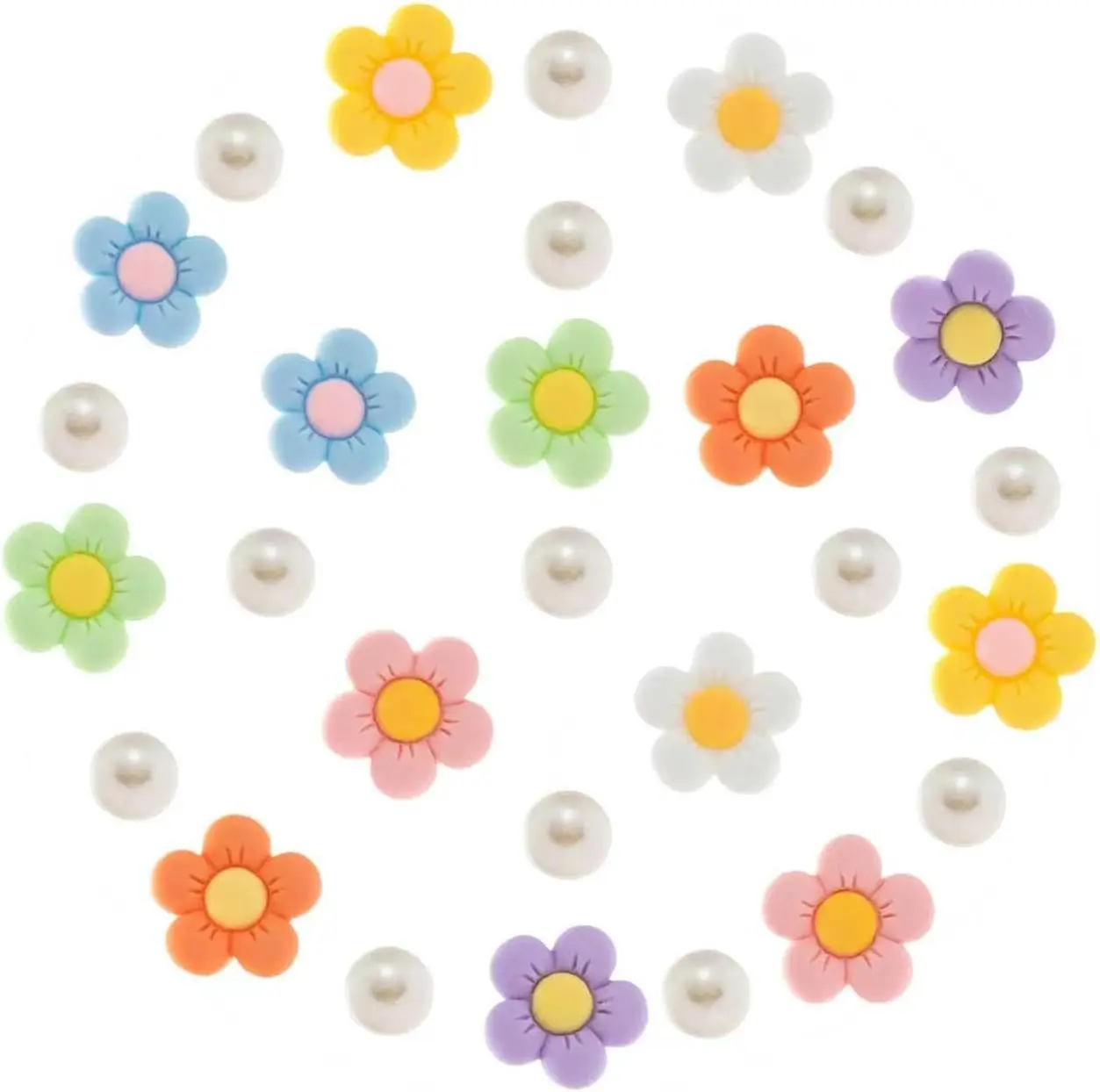 14pc color flower+14pc pearl