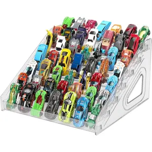 PrimPick Matchbox Car Display Case – Transparent Acrylic, Holds 63 Cars, Ideal for Collecting and Organizing 1:64 Scale Toy Cars, Display Rack, Car Organizer, Display Holder