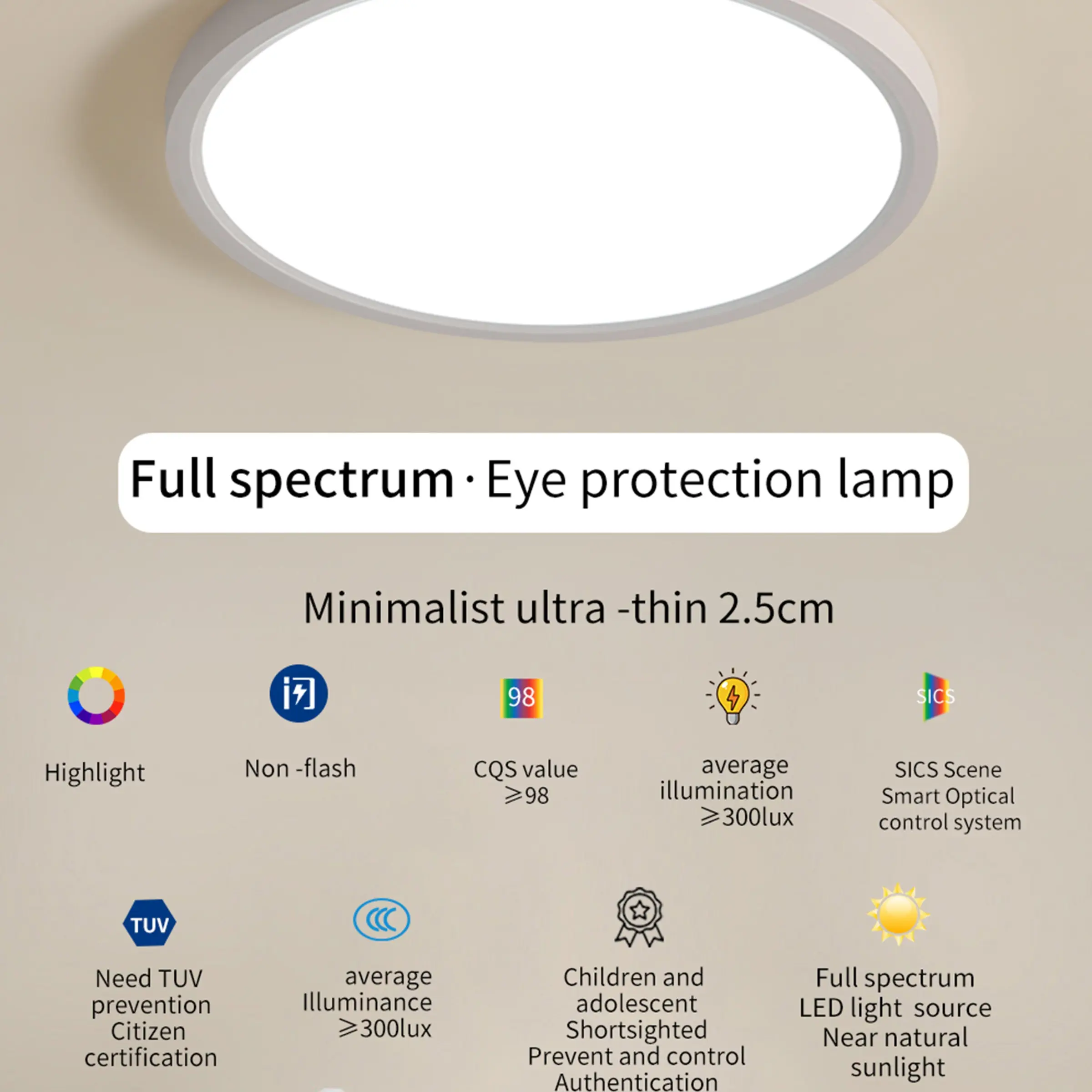 Ultra thin circular LED small recessed ceiling light, white -23/40cm warm light acrylic strong wired ceiling light, suitable for corridors, entrances, hallway lights, household ceiling spotlights, Home Lighting