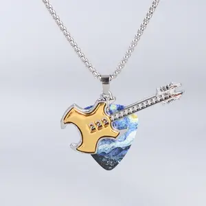 Guitar Pick Necklaces for Men Women Music Lovers Punk Gothic Rock Guitar Pendant Necklaces Hip Hop Lightweight Necklace Halloween Birthday Party Prom Party Valentines Day Music Festival Concert Holiday Jewelry