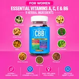 CBB Women’s All-in-1 Vegan Chewable Wellness Dietary Gummies - 9 Herbal Ingredients, Vitamins A,C,E,B6, Berry Flavor, 60 Count (1 Month Supply), Gluten-Free, Daily Fruit Gummies Blended Vitamins and Minerals Supplements for Women