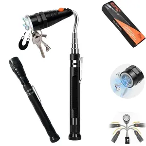 Extendable and Flexible Magnetic Flashlight with Telescoping Magnet Pickup Tool, LED Magnetic Flashlight for Precision Work, 360° Rotation and Retraction, Gift for Auto Repair, Mechanics, Technicians, Fathers Day Gift, Gifts for Men