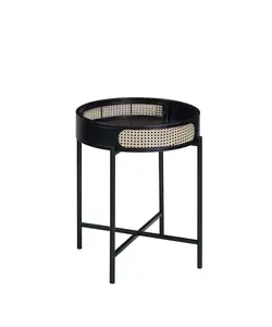 HomeRoots 486417 24 in. Melamine Veneer & Manufactured Wood Round End Table, Black