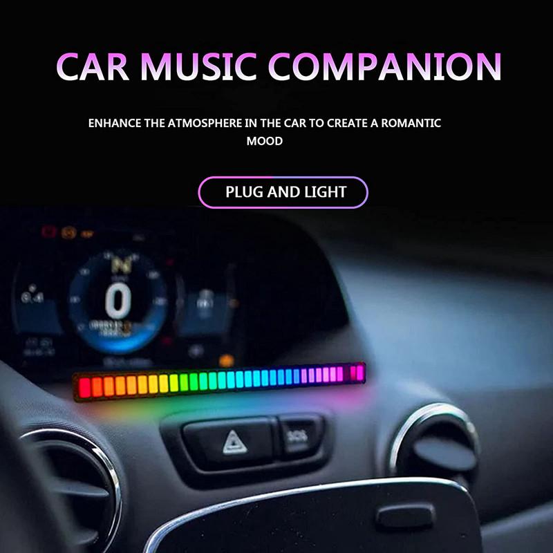 Joytutus USB-powered Decorative Light RGB Voice-controlled Synchronous Rhythm 32 LEDs 12 Modes 5-speed 5-level Brightness Car Desktop Sound Sensing Gaming Esports Party Lighting