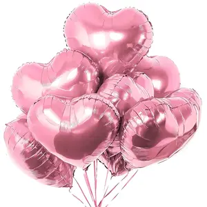 Set of 20 Pink Heart Shaped Foil Balloons 18 Inch for Valentines, Weddings, and Party Decor