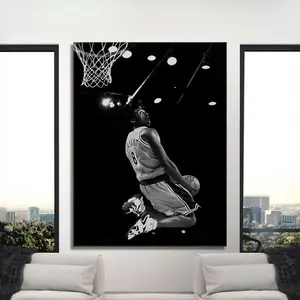 Kobe Bryant Slam Dunk Poster Black & White Basketball Legend Wall Art For Teens Dorm Room Decor Inspirational Sports Poster Print Unframed Boys Room Decor