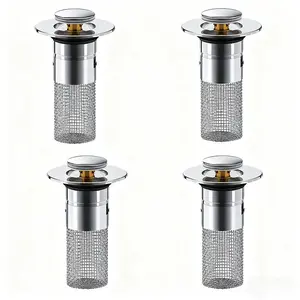 Bathroom Sink Drain Stopper-PopUp Drain with Stainless Steel Filter Basket Hair Catcher, Universal Replacement for 1.1-1.45 Inch Sinks 1-Pack 3-in-1 kitchen sink drain strainer