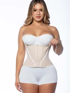 QBANO NOVA Women's Solid Zipper Waist Trainer Cinturilla Reloj de Arena Body Shaper for Women's Fashionable Wear with 9 Underwires & Cotton Lycra Inner Lining Womenswear Style