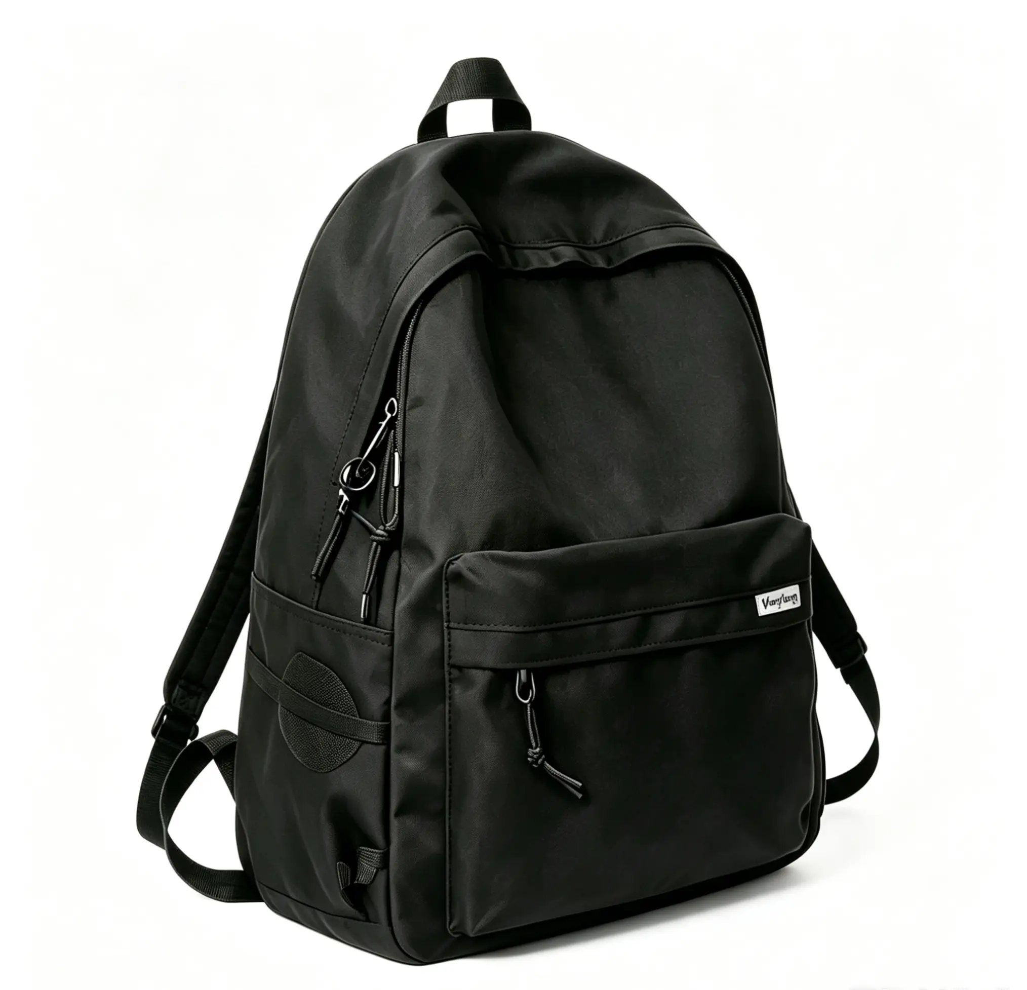 Water-resistant black nylon durable backpack-school bag, commuter and travel gym bag for work, outdoor activities with laptop storage, stylish daypack