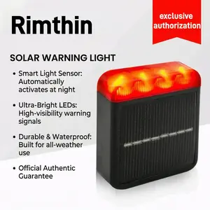 Rimthin Bicycle Motorcycle Scooter Navigation Light: Solar-Powered, Waterproof, Wireless, Rear-End Collision Prevention, Collision Warning Light