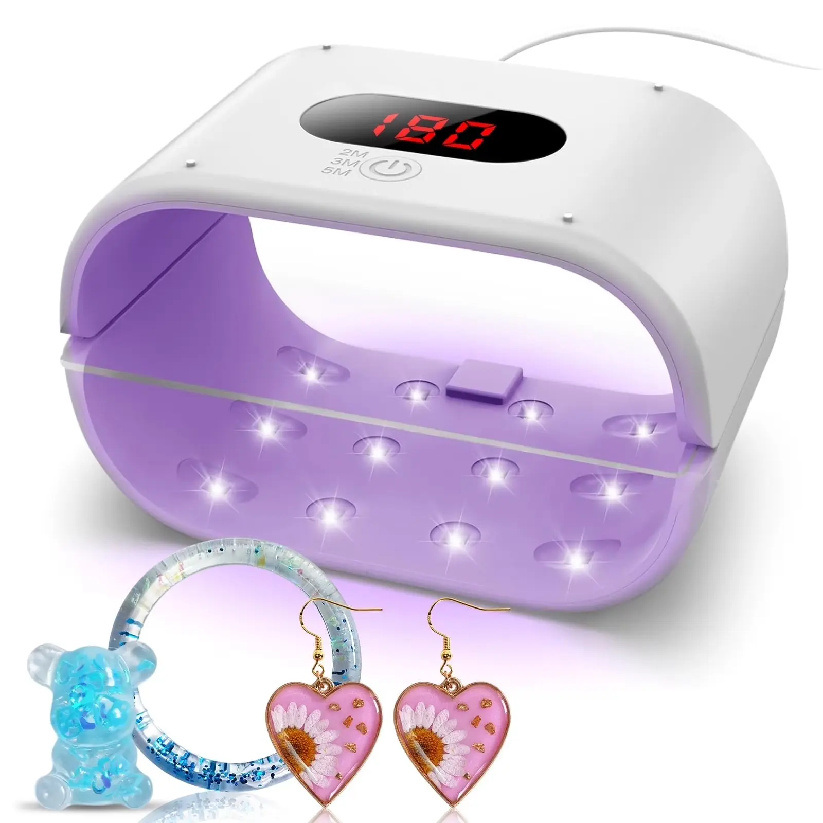 UV Light for Resin,2 in 1 & Split Usageable,Lamp with 24 LED Beads,Large Double-Sided UV Resin Light,360° Wide Coverage,Fast Curing for DIY Crafts,for resin,handicrafts,DIY, and jewelry making