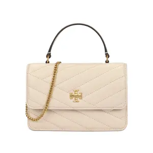 Tory Burch Kira Mini Leather Quilted Chain Crossbody Bag in Cream Color for Women