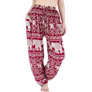 Harem Pants Women – Boho Elephant Pants High-Waisted Hippie Clothes with Pockets for YogaGift