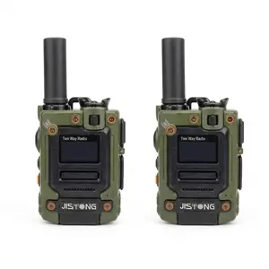2 Pack JISTONG T33 4G LTE Radio. Compact 12.3cm alloy body, IP68 & 6800mAh battery. These walkietalkieradios deliver unlimited nationwide range and clear communication. Includes 1-Year FREE communication service fee!