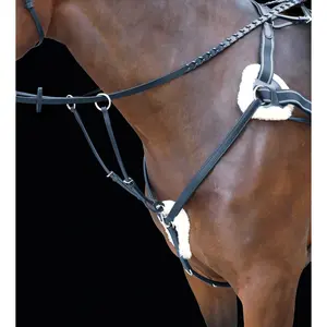 Shires Rossano Five Point Leather Breastplate - Premium Equestrian Horse Tack Black / Cob