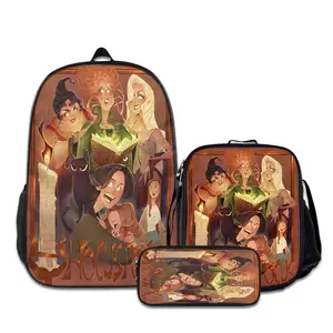 3PCS Backpacks for Girls Set, Cute hocus-pocus-9 School Backpack for Boys with Lunch Box and Pencil Case, Aesthetic Bookbag for Teens, Lightweight Classic Backpack for Travel, Work, Picnic