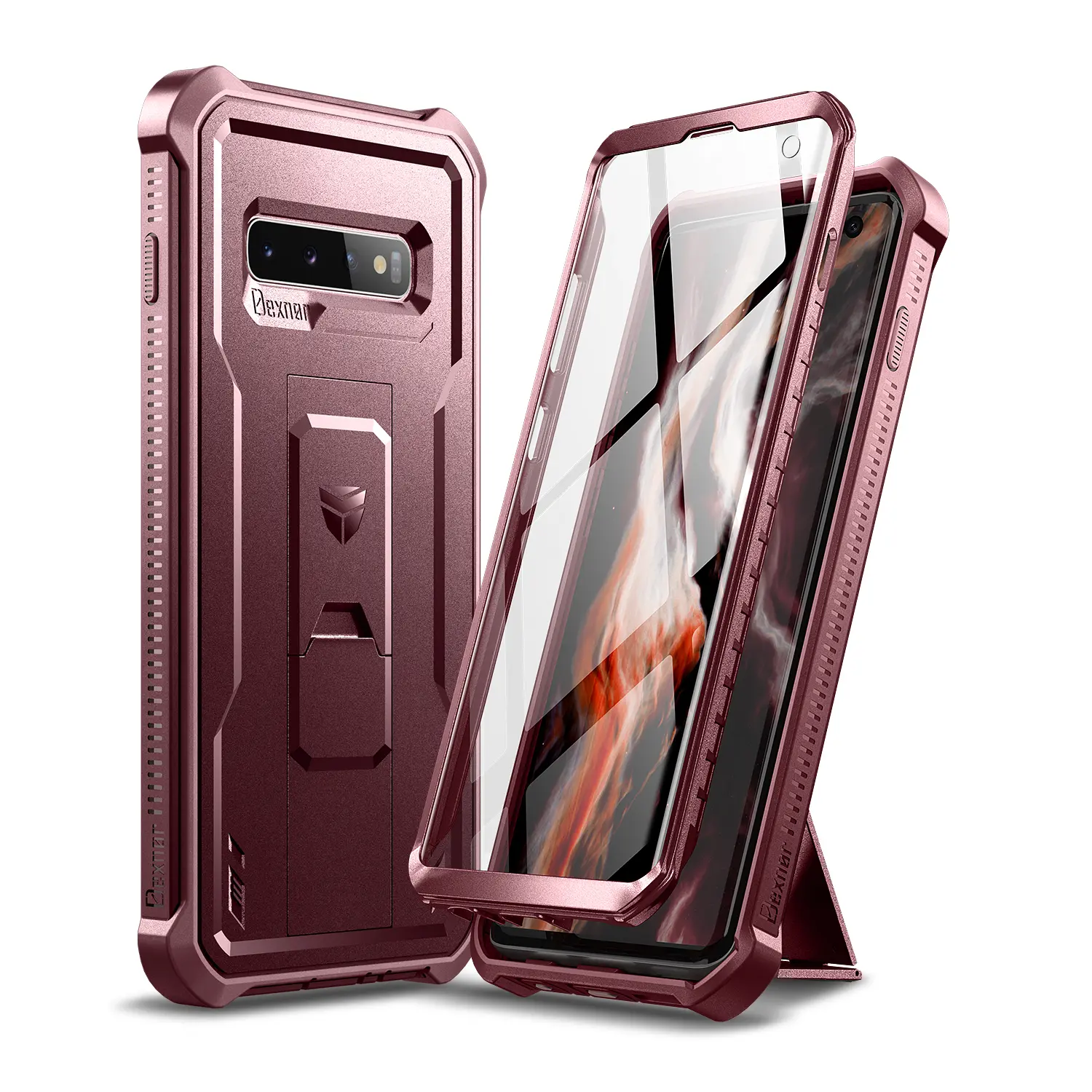 Dexnor for Samsung Galaxy S10 Case, [Built in Screen Protector and Kickstand] Heavy Duty Military Grade Protection Shockproof Protective Cover for Samsung Galaxy S10