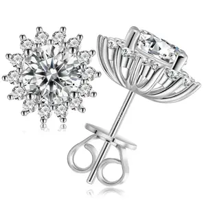 UCCIYO Moissanite Snowflake Stud Earrings — Oval Cut Iced Out Unisex Sparkle Jewelry,Unisex Oval Sparkle Earrings,Christmas, Birthday, Graduation, Anniversary, Gifts