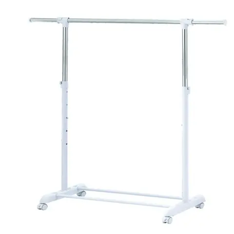 Adjustable Rolling Garment Rack Metal Chrome Laundry Rack 84-121Wx44Dx123.5-163Hcm, Compact Design for Versatile Use