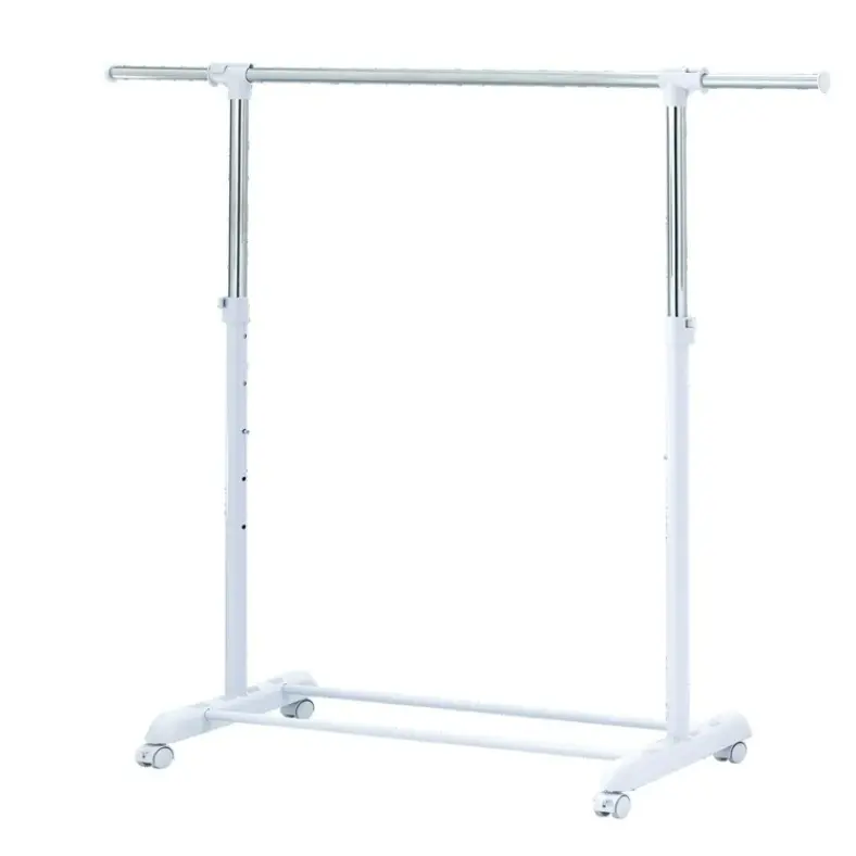 Adjustable Rolling Garment Rack Metal Chrome Laundry Rack 84-121Wx44Dx123.5-163Hcm, Compact Design for Versatile Use