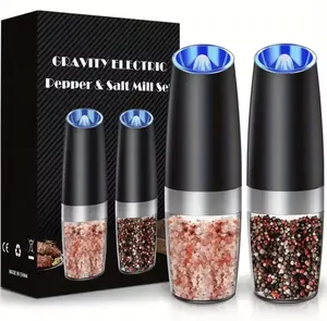 Gravity Electric Salt And Pepper Mill, Tilt To Grind Automatically, Battery Powered, Coarseness Adjustable, Upgraded Large Capac