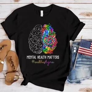 Mental Health Matters T-Shirt – Colorful Brain Graphic Tee #EndTheStigma – Positive Awareness Shirt – Unisex Inspirational Streetwear Top