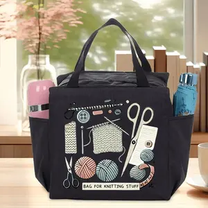 Large Capacity Knitting Storage Bag, Zipper Design, Polyester, Ideal for Crochet, Weaving, Perfect Gift ()