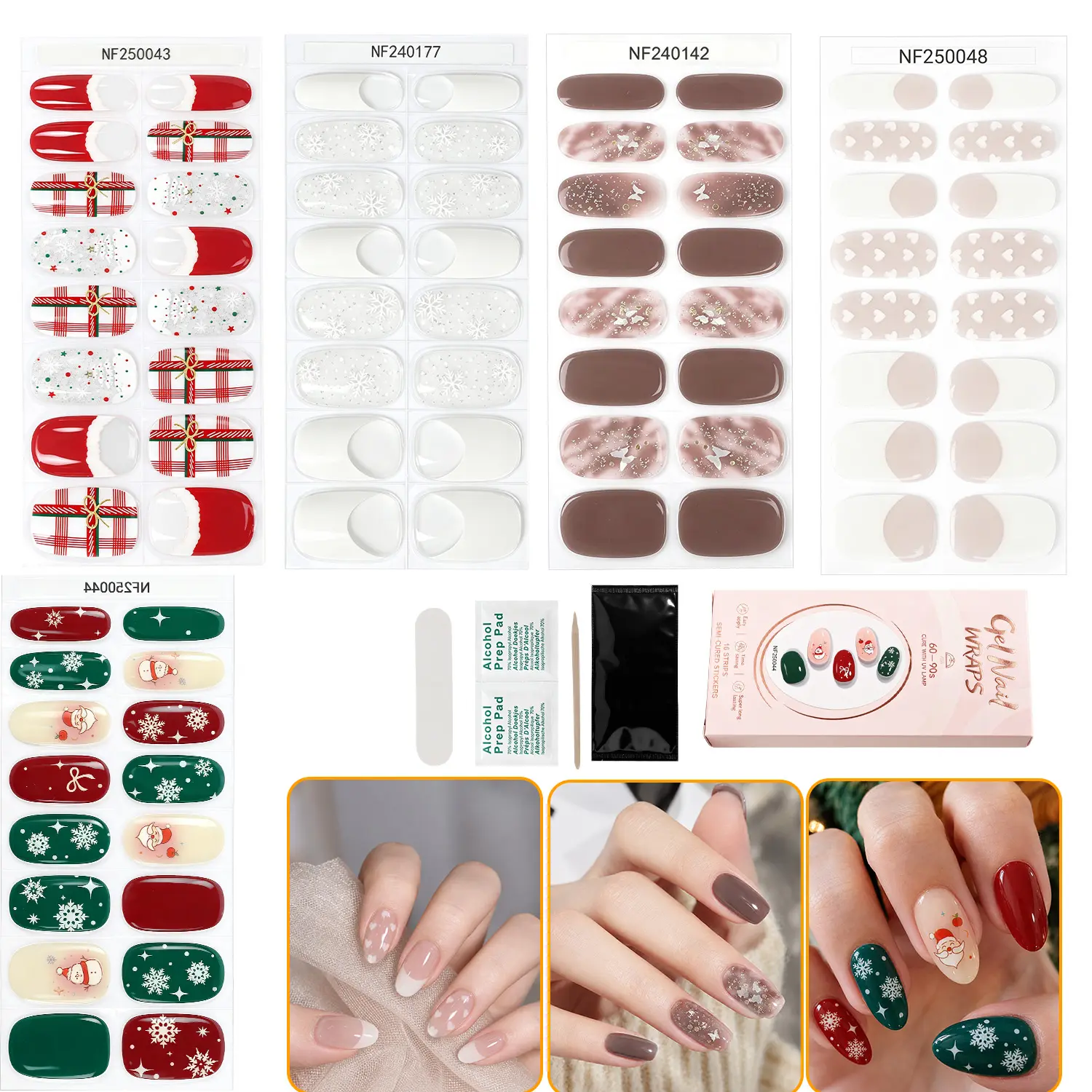 Semi Cured Gel Nail Wraps, Full Cover Nail Polish Strips for Women, DIY Manicure Nail Stickers, Salon-Quality Gel Nails with UV Lamp, Easy At-Home Nail Art Kit