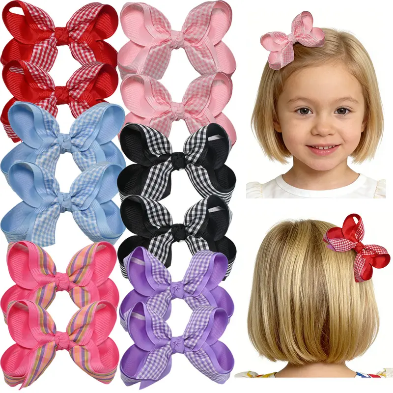 JoyBowie 8pcs 5-inch Tassel Bow Hair Clip, Soft and  display picture 2