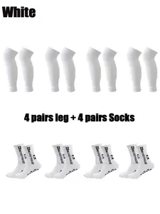 8 Pairs Competition Training Football Equipment Men Women Sports Socks Running Socks Athletic running socks Non-slip Football Socks Elastic Calf Socks Compression Socks Leg Cover Football Accessories Grip Socks
