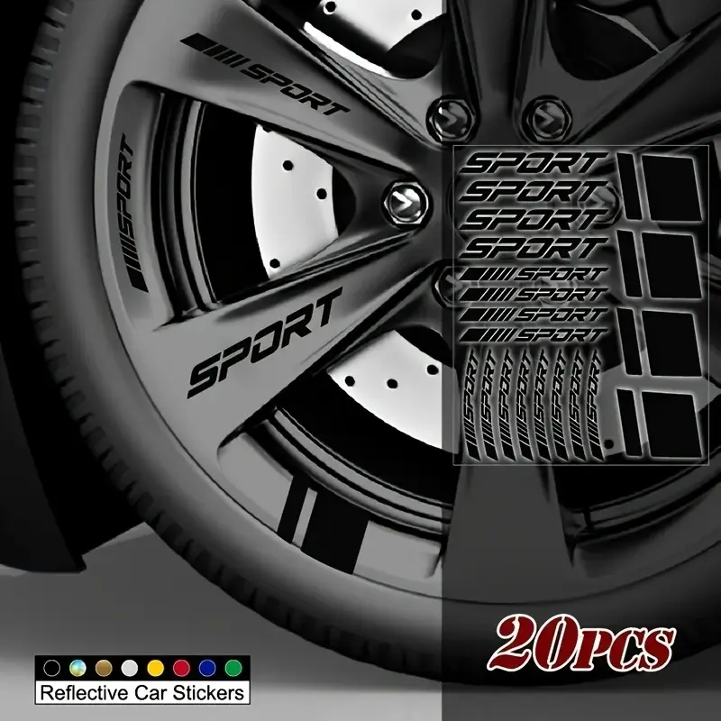 Car wheel decals, stickers for marking the sporty racing wheels, can be easily stuck on, used once only, with irregular shapes, Automotive Reflective Sticker
