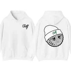 Cute Golf Ball Hoodie, Funny Cartoon Golf Graphic Pullover, Unisex Heavy Cotton Hoodie, Casual Streetwear Golf Lover Gift, Cozy Everyday Wear for Men and Women