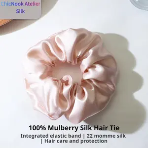 100% Pure Silk Scrunchies Hair Protecting Reduce Frizz No Pull Gentle for Women Elegant Everyday Office Luxury Hair Accessories Silky Satin Finish High Elasticity Handmade Hairband