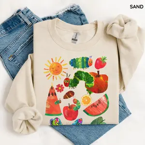 Gildan Hungry Caterpillar Back To School Sweatshirt, Vintage Teacher Sweatshirt, Children's Book Lover Sweater, Cute Teacher Life Fall Outfit Gift
