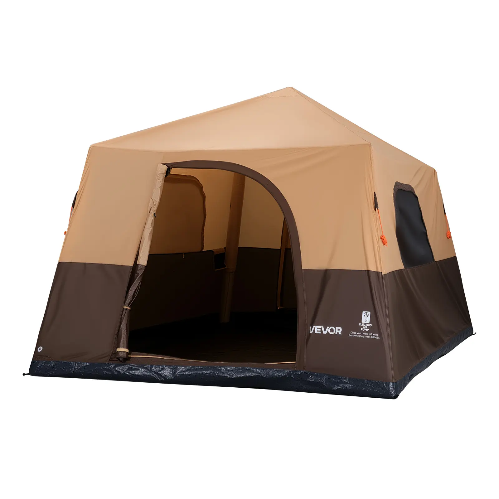 【SummerFinds】VEVOR 8-Person Cabin-Shape Inflatable Camping Tent, Waterproof Oxford Fabric, Automatic Inflation Valve with Rechargeable Pump, Spacious Size for Family Glamping & Hiking Gear, Inflatable Camping Tents, 200×200Cm Mattress, 5-8 People, Sun Pro