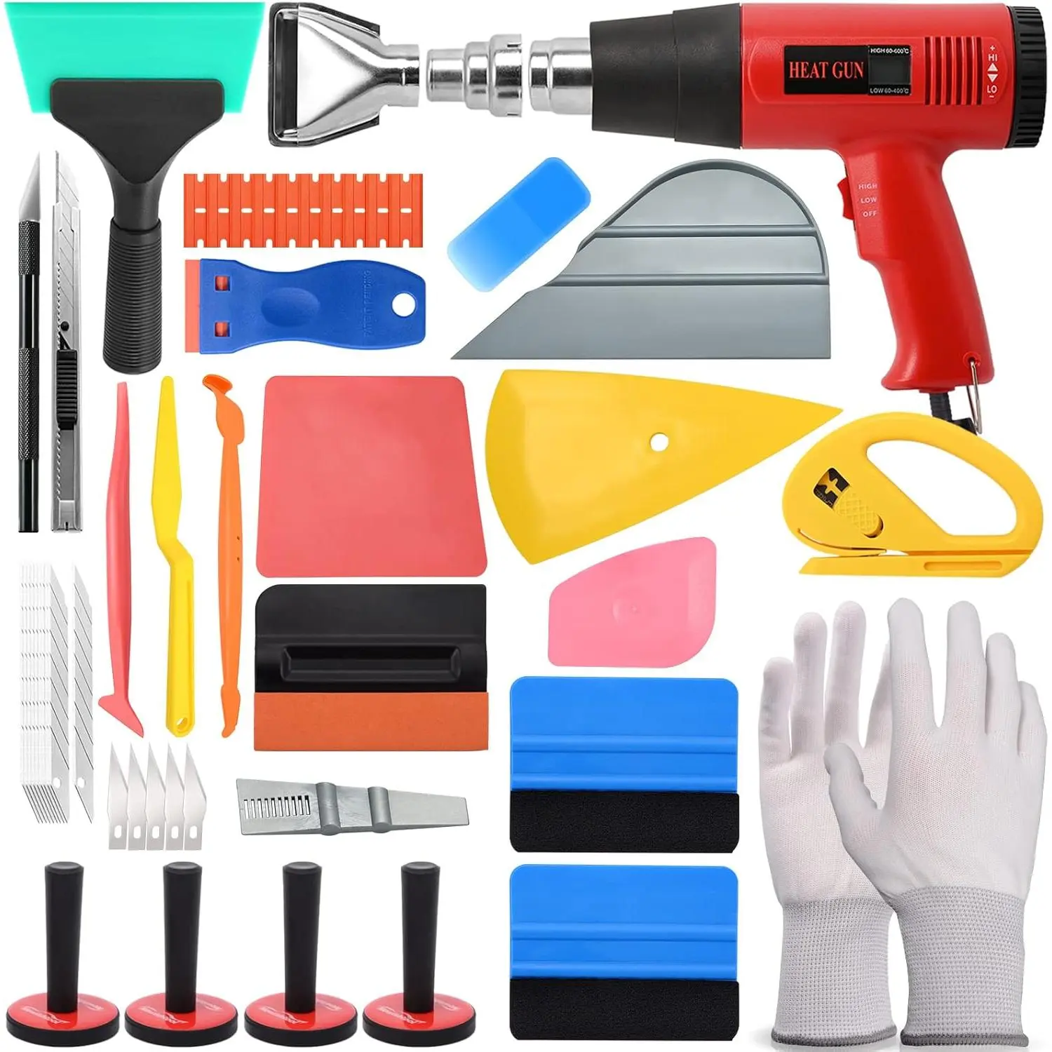 Vinyl Wrap Tool Kit with Heat  for Vinyl, Vinyl Wrap Tools  Wrap Kit Felt , Tucking , Gloves,  Holder Wrap Tools Window Tint Tools for  Film Installation