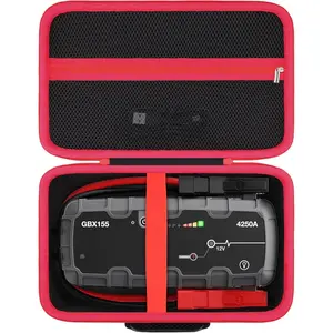 Protection Storage Case Compatible with Boost GB150 / X GBX155 UltraSafe Jump Starter  Booster Pack and Accessories(Black Case + Red Zipper)-