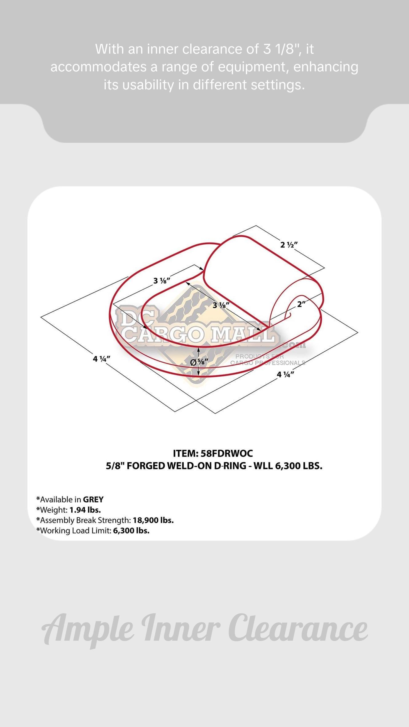 5/8" Forged Weld-On D-Ring - 6,300 lbs.