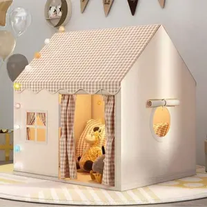Indoor castle tent playhouse for boys and girls, a dreamy house for little princesses. Large space holds 3-4 kids for fun play and wonderful childhood. Suitable for indoor and outdoor use, ideal Christmas gift. Skin-friendly fabric, stable and durable.